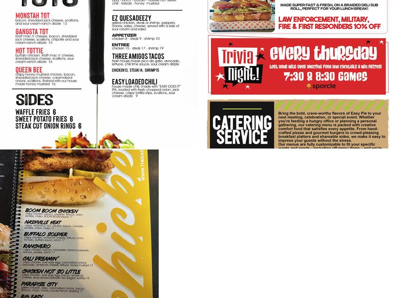 Easy Pie Revere Menu