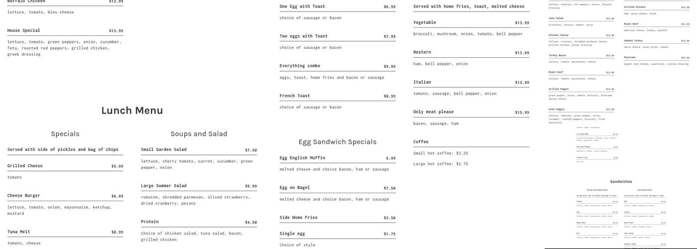 Eda's Cafe Breakfast Lunch and Catering Menu