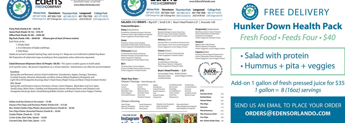 Eden's Fresh Co. Menu