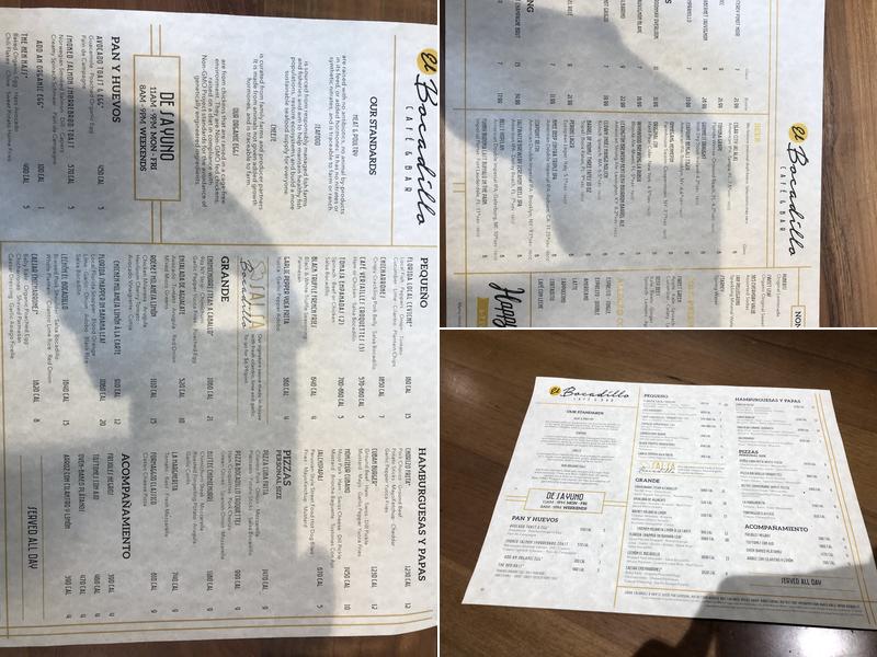 El Bocadillo Café & Bar Menu