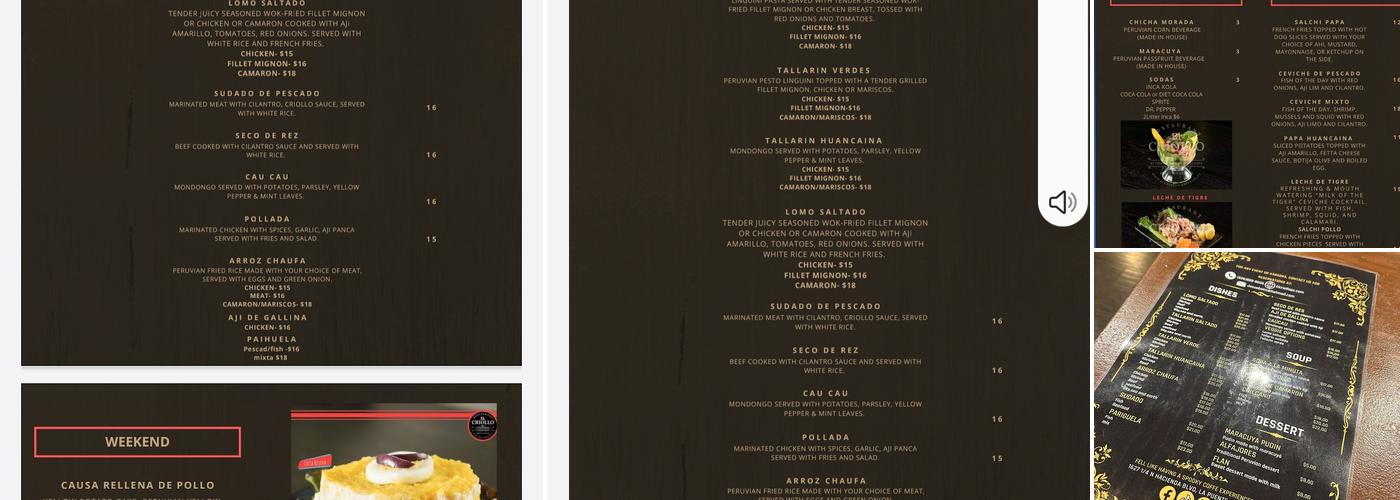 EL Criollo Peruvian Cuisine Menu