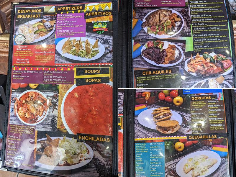El Garage Restaurant Menu