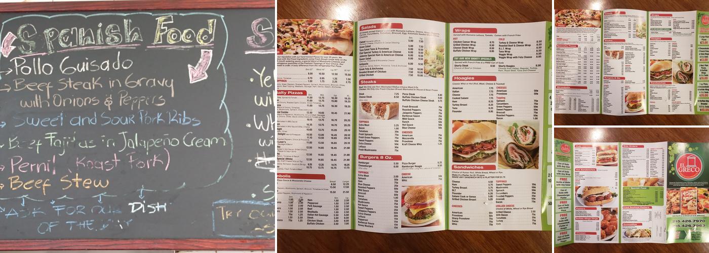 El Greco Pizza & Luncheonette Menu