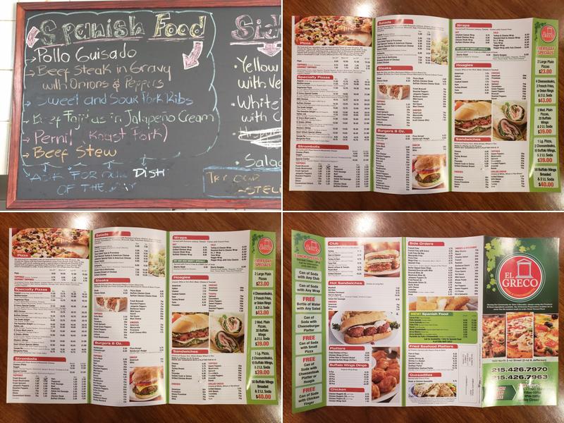 El Greco Pizza & Luncheonette Menu