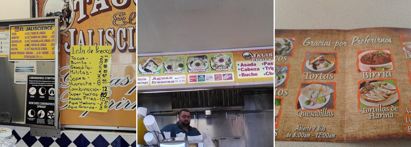 Tacos El Jaliscience Menu