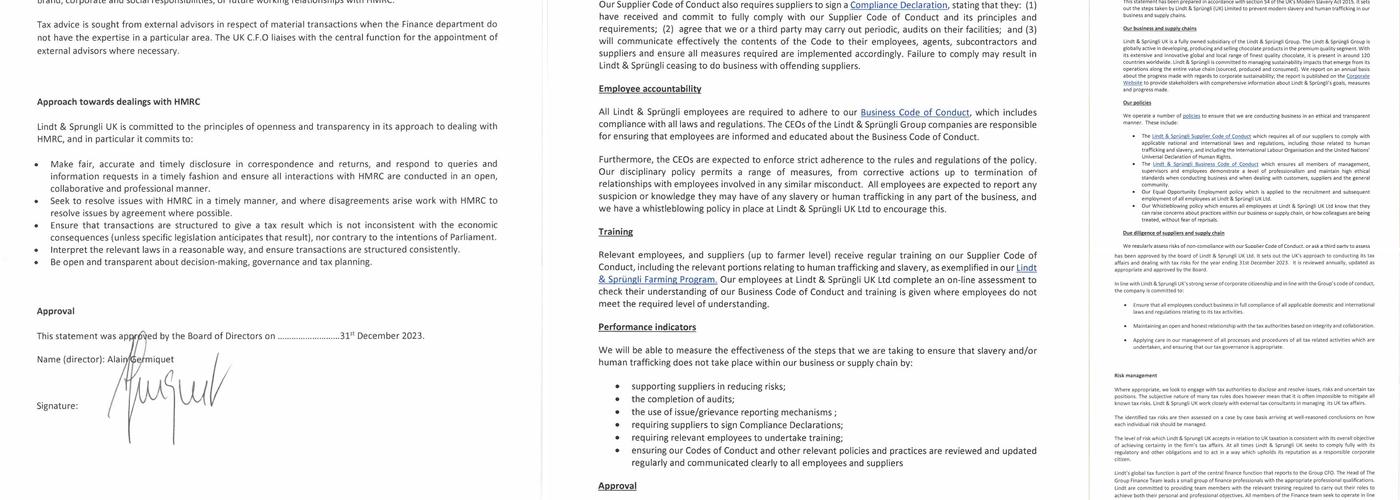 Lindt Chocolate Shop Menu