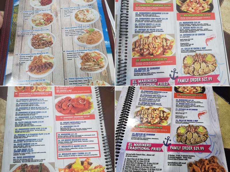 Mariscos El Marinero Menu