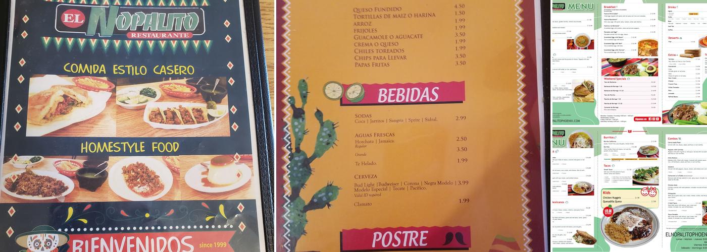 El Nopalito Menu