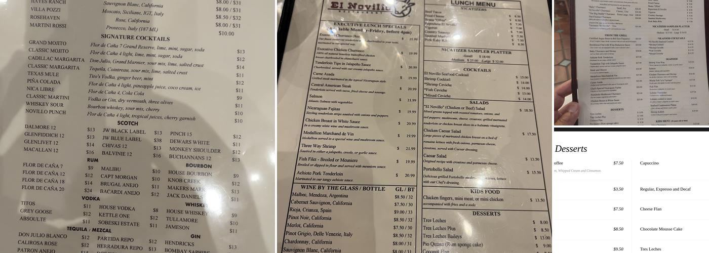 El Novillo Menu
