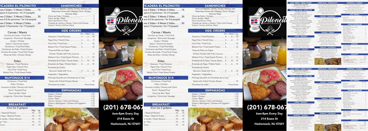 El Piloncito Restaurant & Multiservices Menu