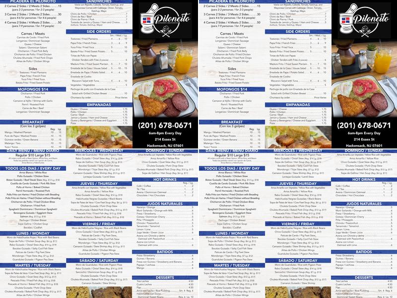 El Piloncito Restaurant & Multiservices Menu