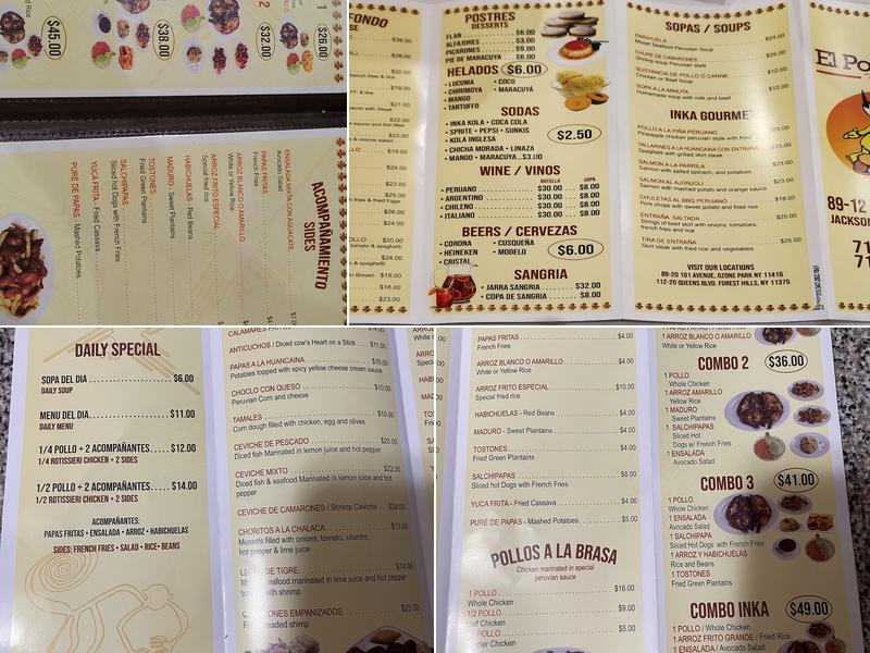 El Pollo Inka Peru Menu