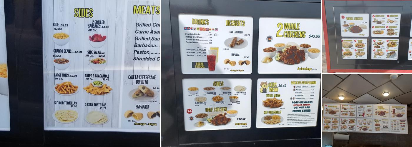 Pollo Regio Menu