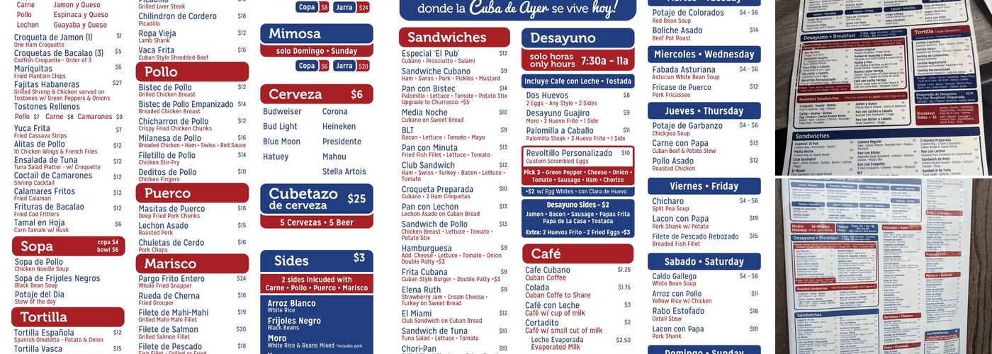 El Pub Restaurant Menu