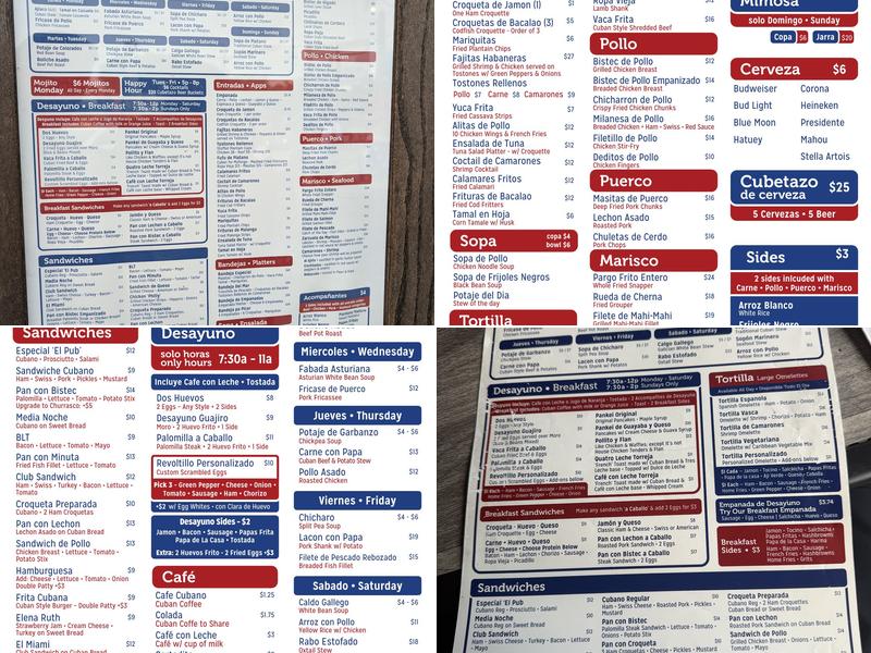 El Pub Restaurant Menu