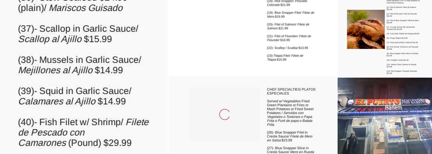 El Puerto Seafood Menu