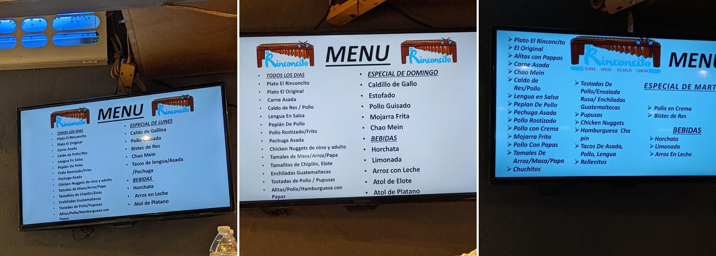 El Rinconcito Menu