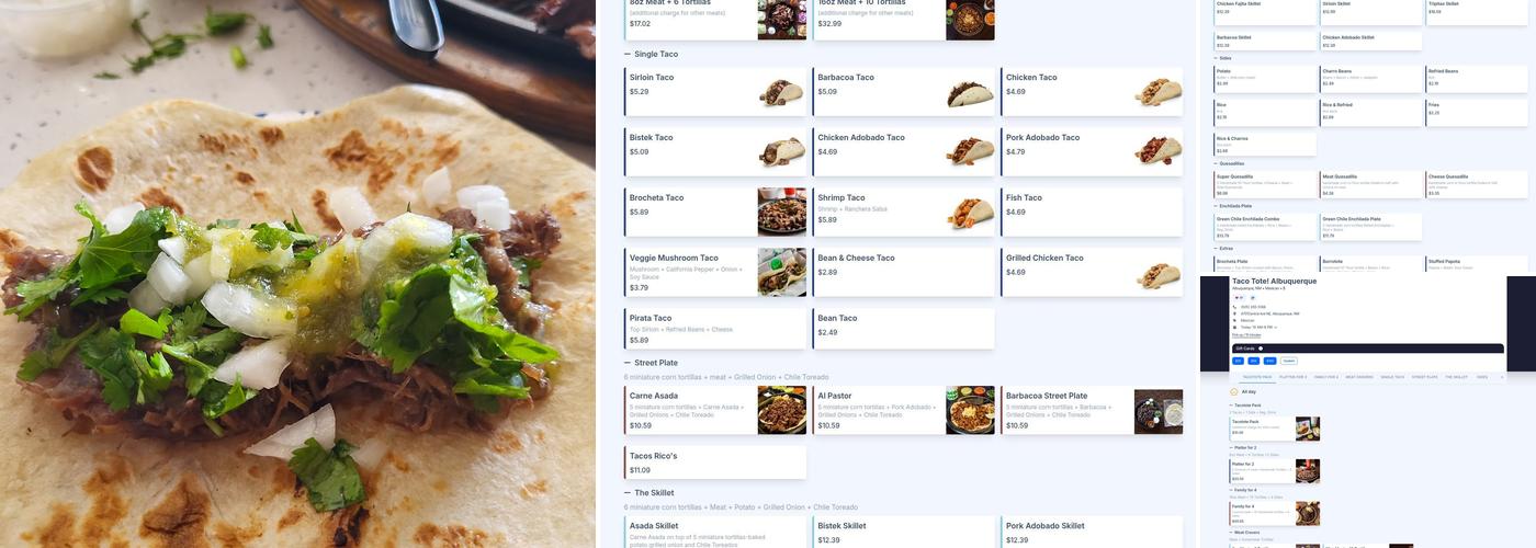 Taco Tote! Albuquerque Menu