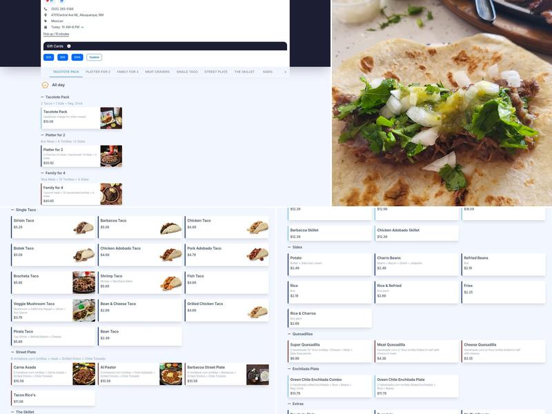 Taco Tote! Albuquerque Menu