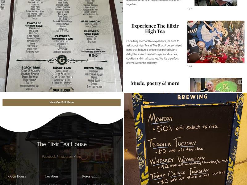 Elixir Tea House Menu