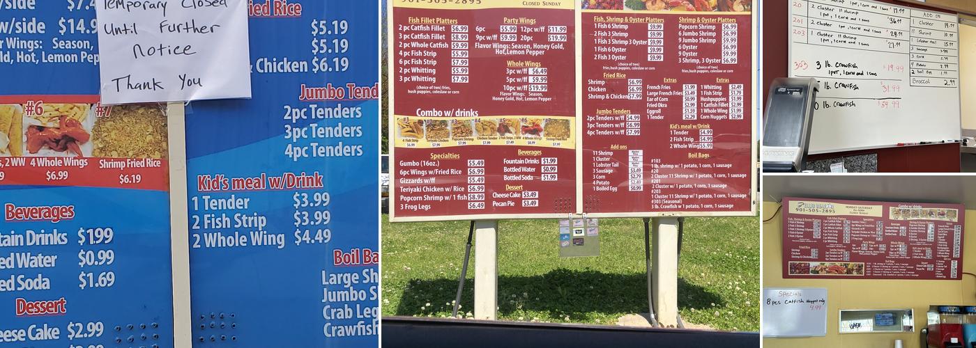 Ellis Seafood Menu