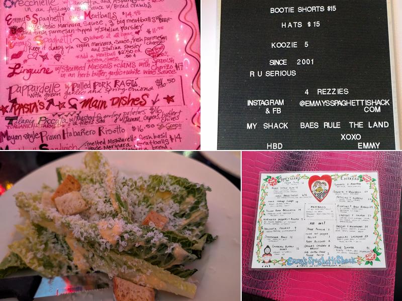 Emmy's Spaghetti Shack Menu