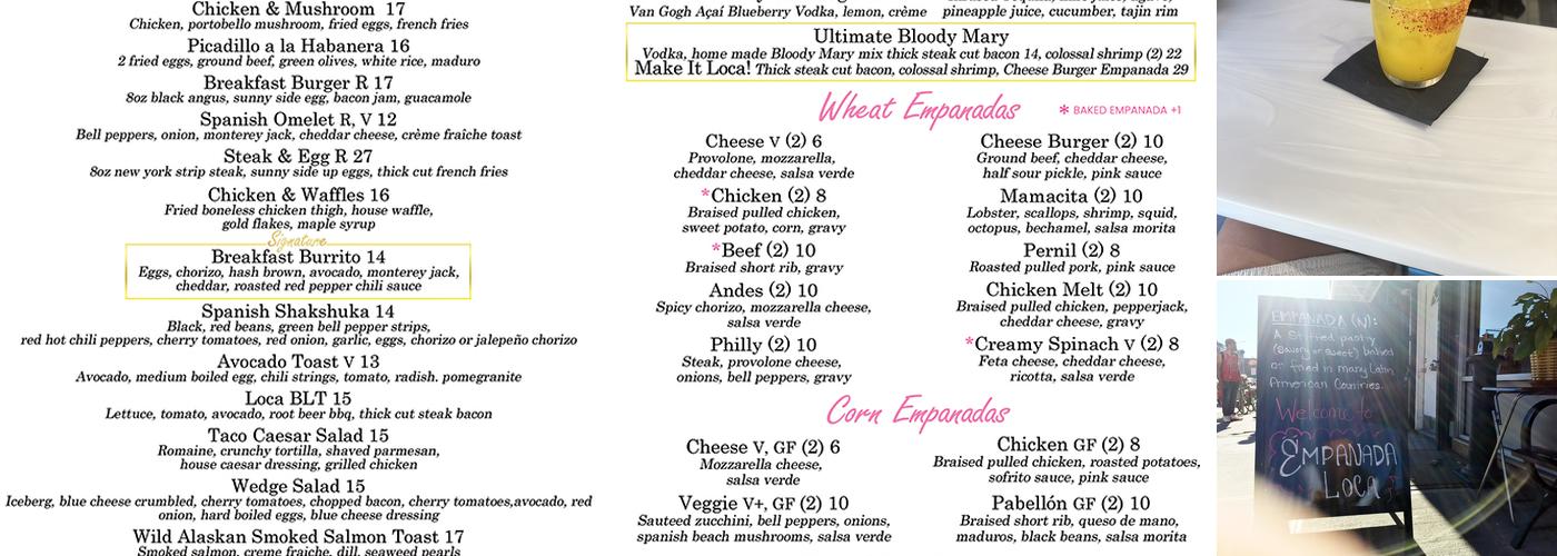 Empanada Loca Restaurant & Bar Menu