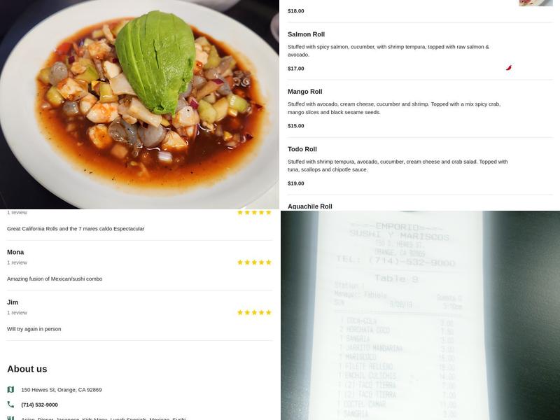 Emporio Sushi and Seafood Menu