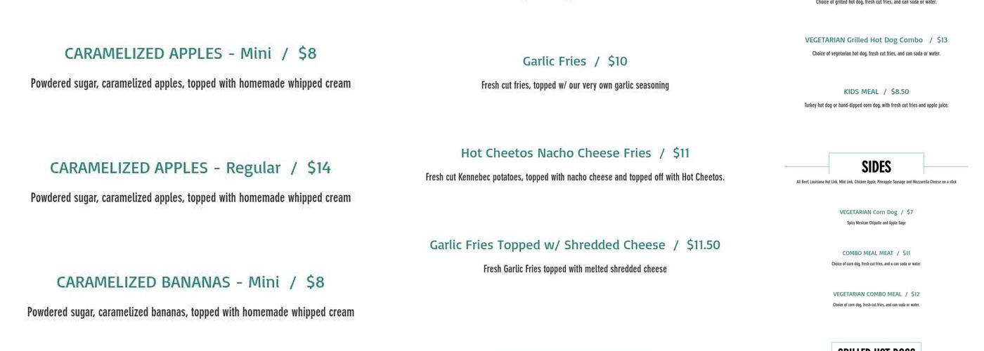 Endless Summer Sweets Menu