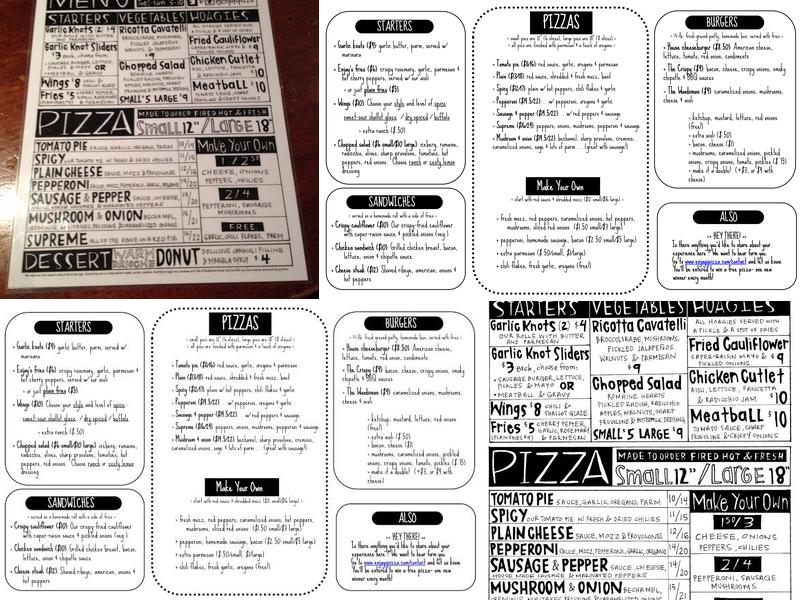 Enjay's Pizza Menu