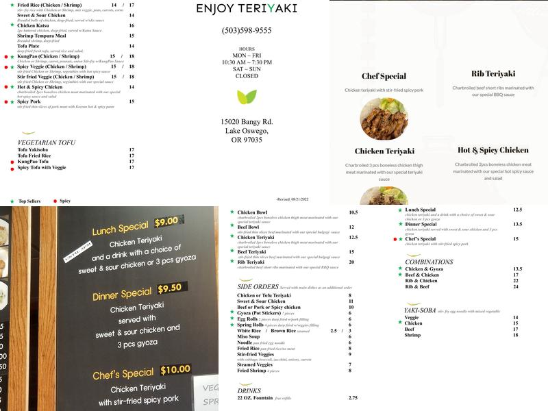ENJOY TERIYAKI Menu