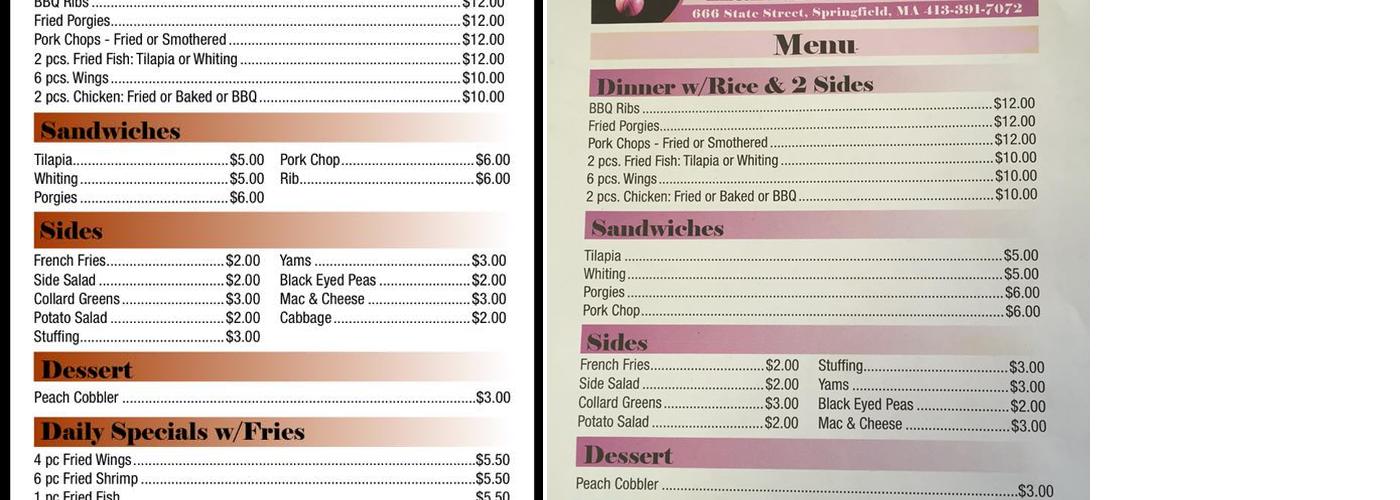Erica's Hall Of Fame Menu