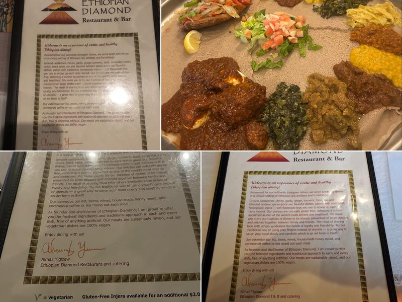 Ethiopian Diamond Restaurant & Bar Menu