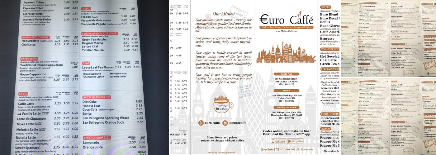 Euro Caffe Menu