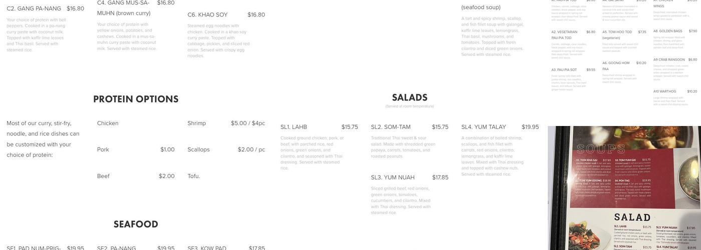 Everyday Thai Menu
