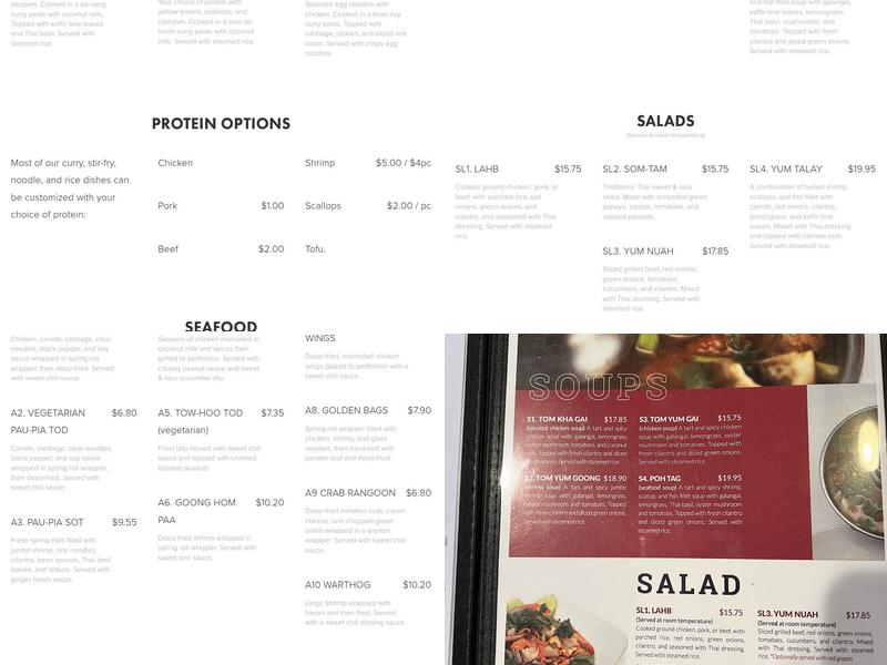Everyday Thai Menu