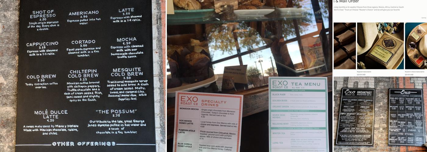 Exo Roast Co Menu