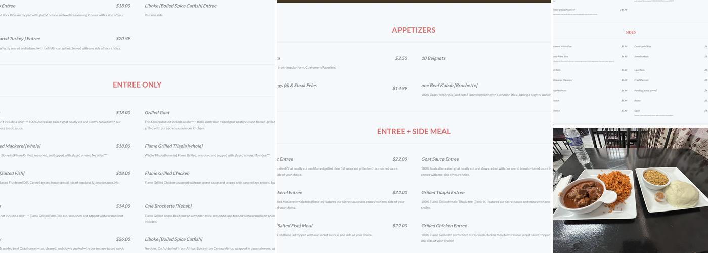 Exotic Grill African Cuisine Menu