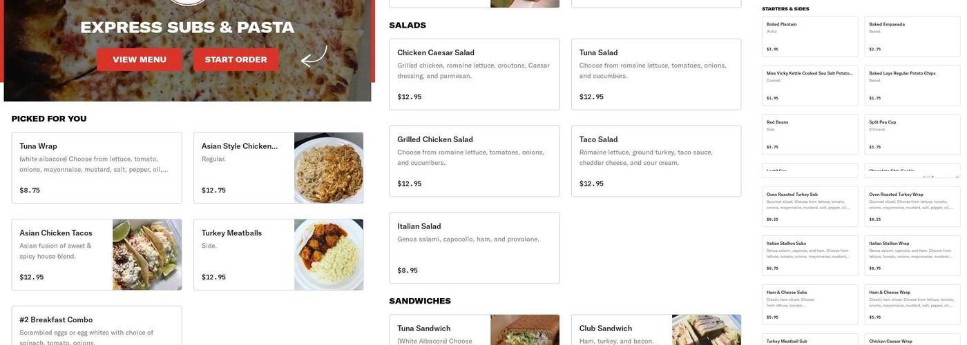 Express Subs & Pasta Menu