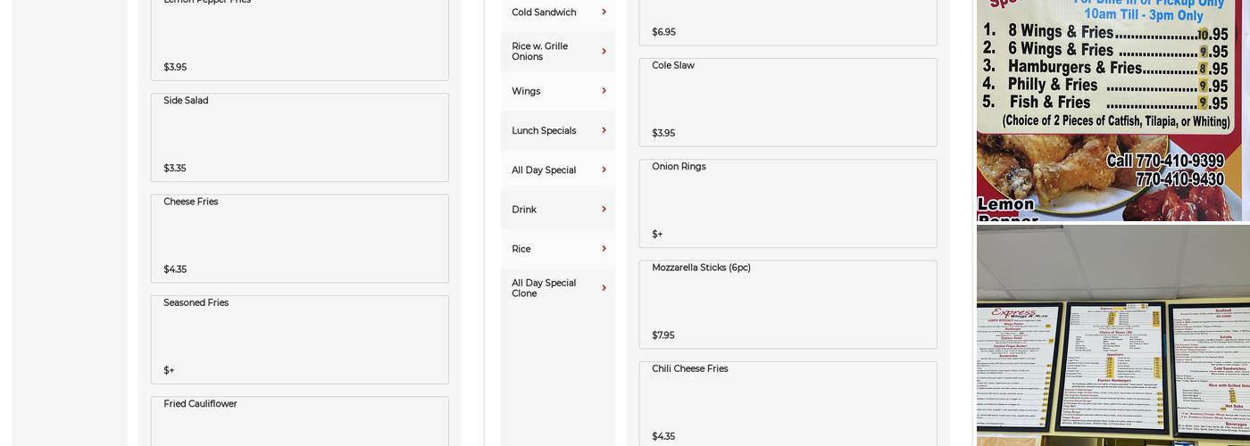 Express Wings & More Menu
