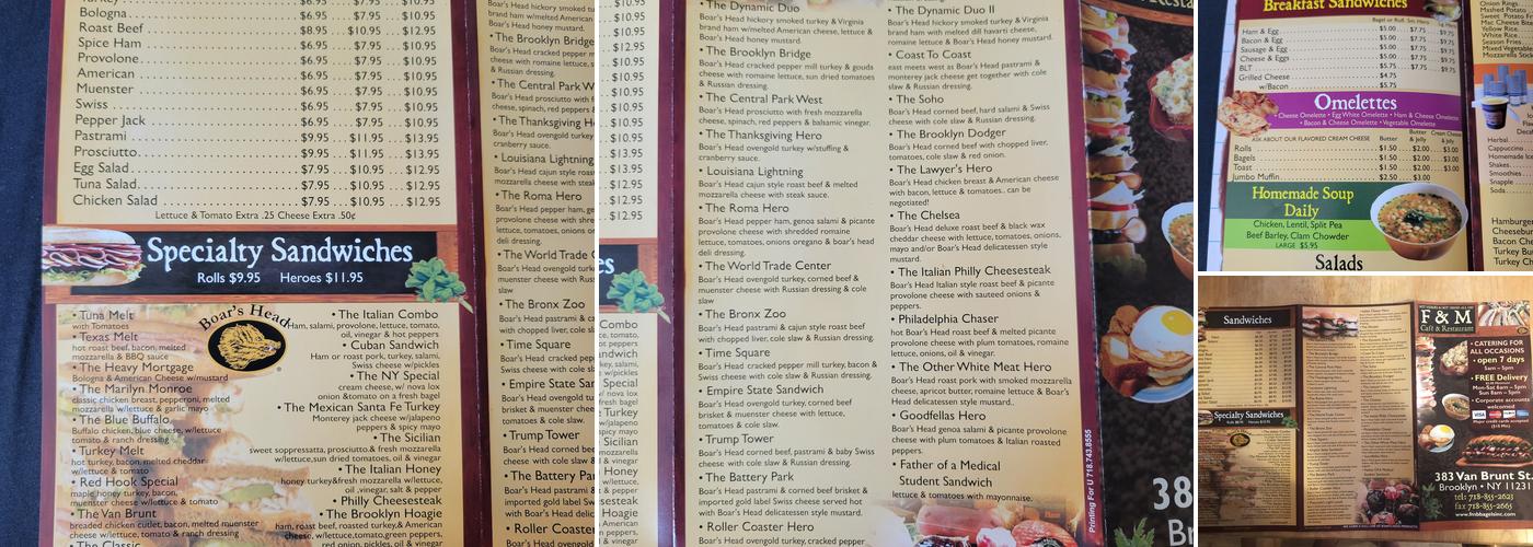 F & M Cafe Menu