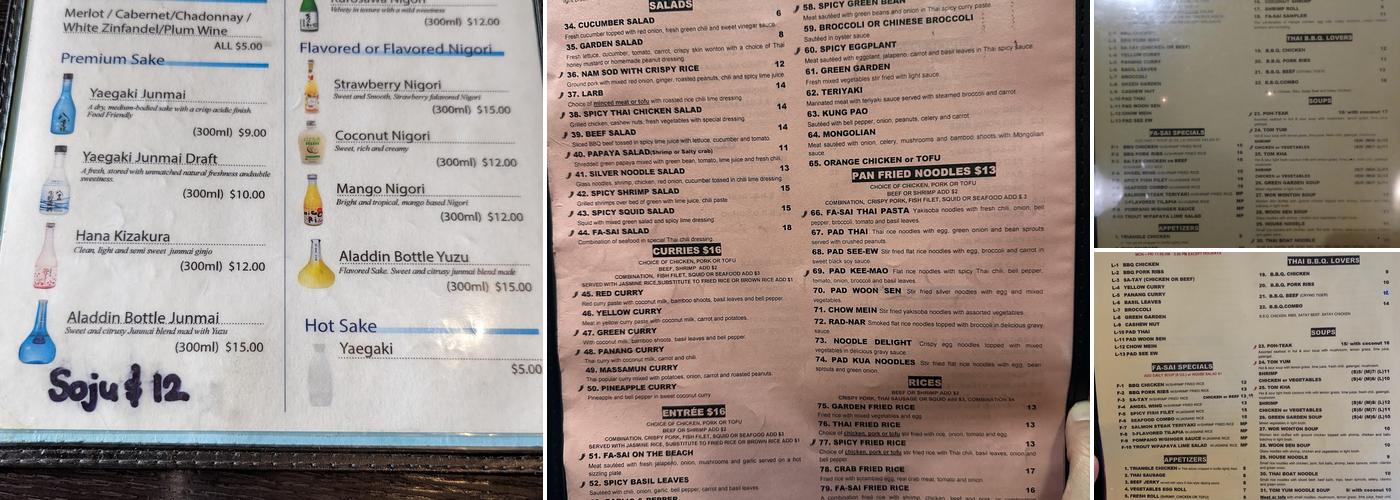 Fa-Sai Thai Menu