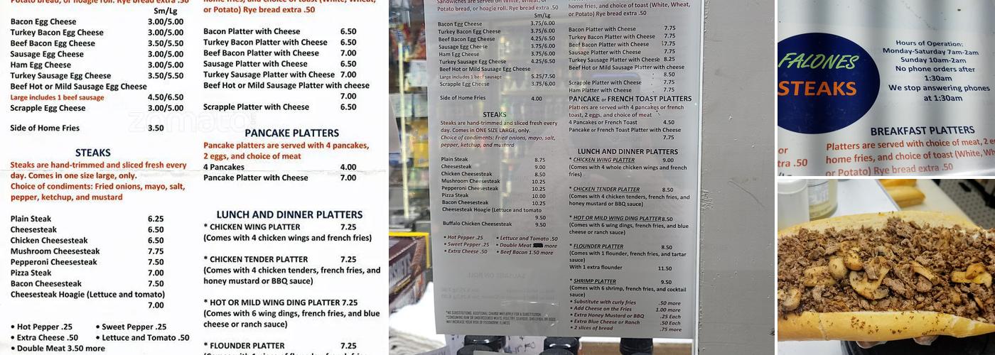 Falone's Steaks & Hoagies Menu