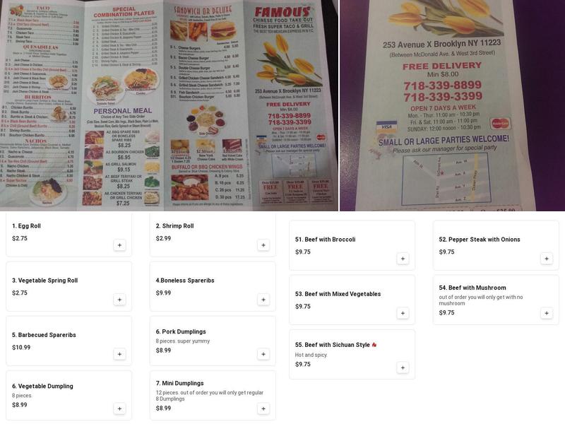 Famous Menu