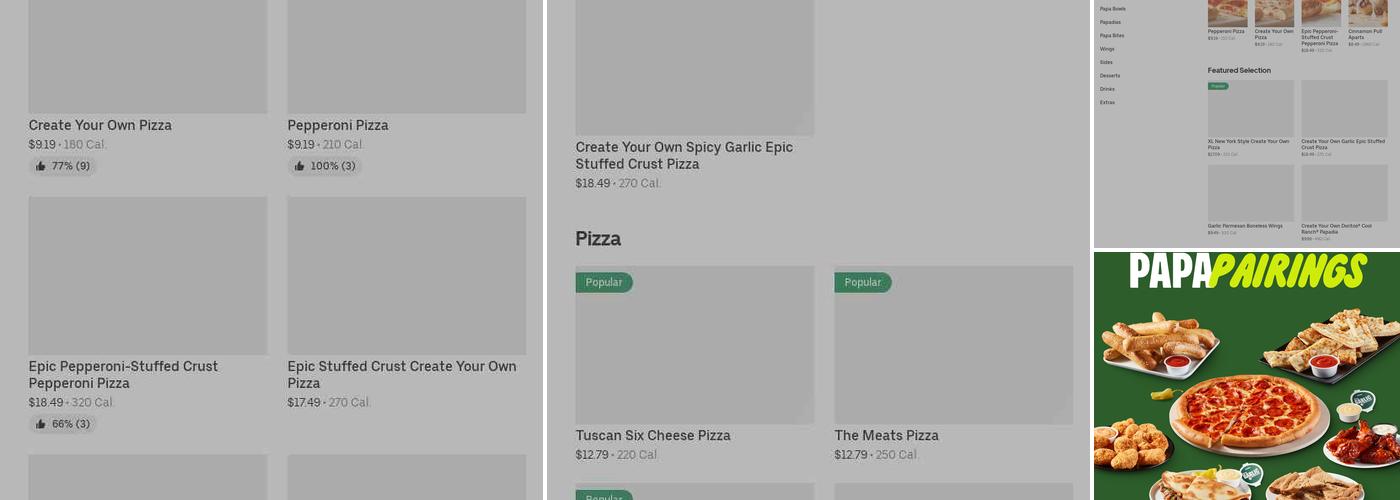 Papa Johns Pizza Menu