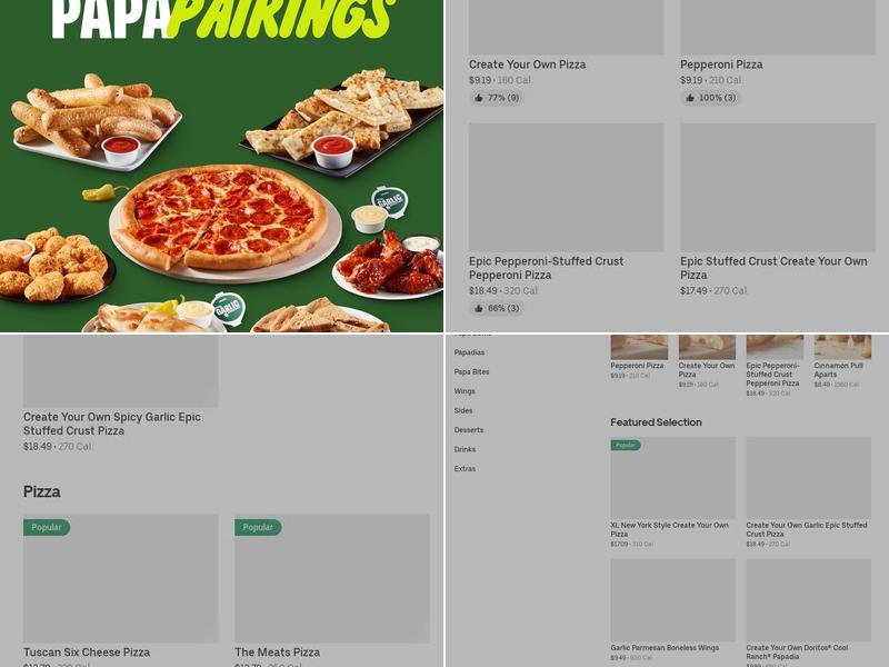 Papa Johns Pizza Menu