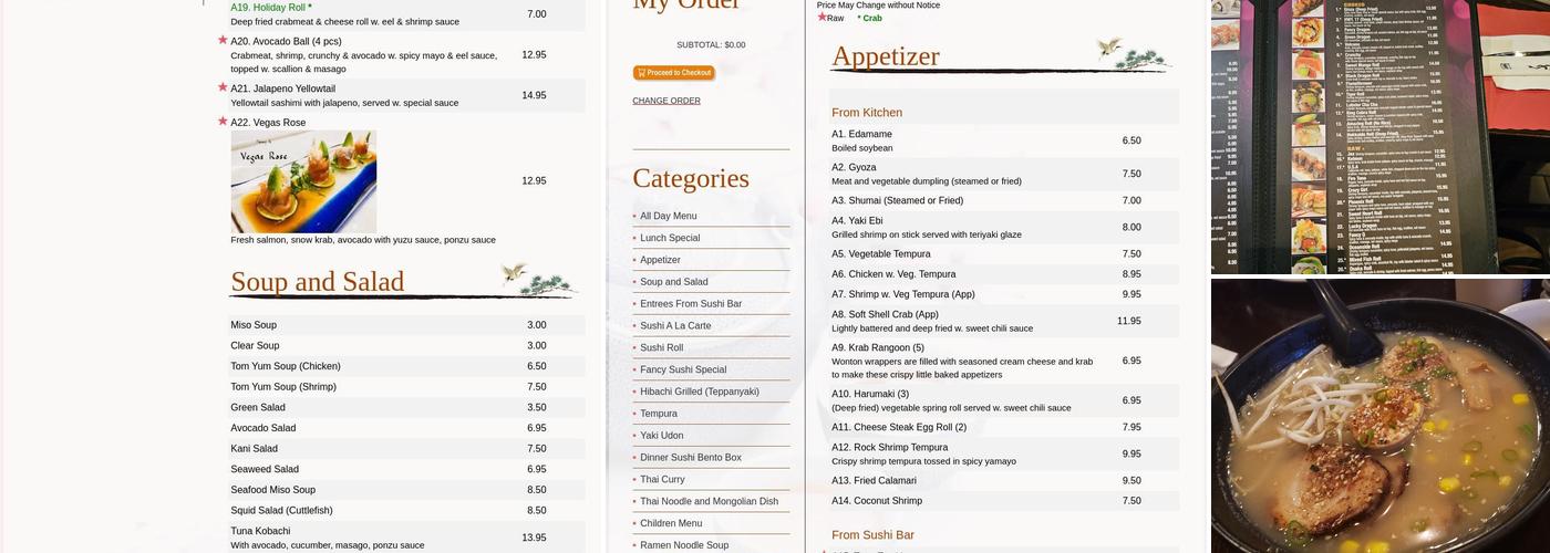 Fancy Q Japanese And Thai Restaurant Menu