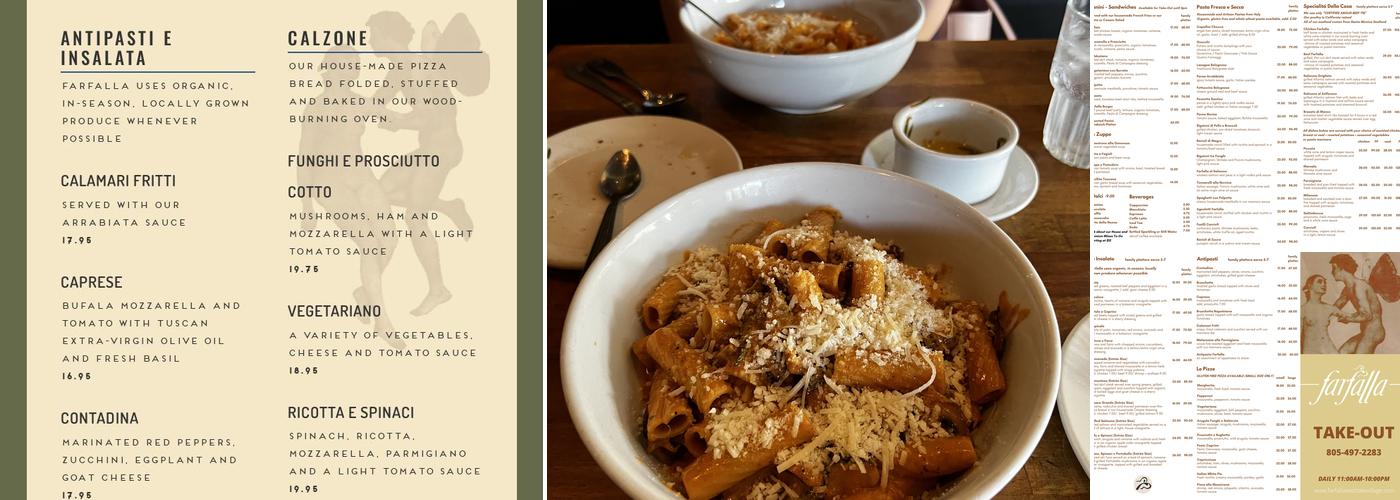Trattoria Farfalla Los Feliz Menu