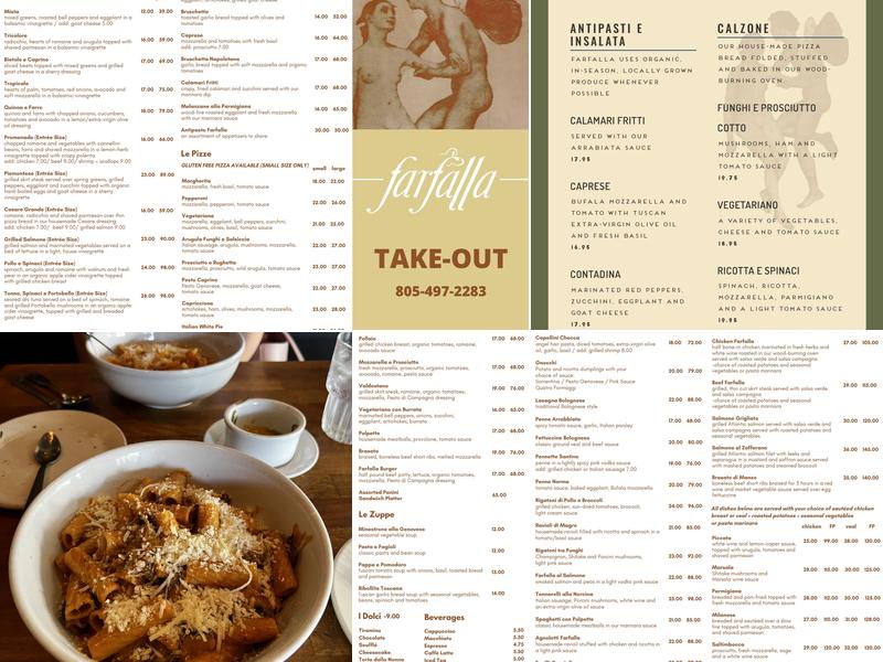 Trattoria Farfalla Los Feliz Menu