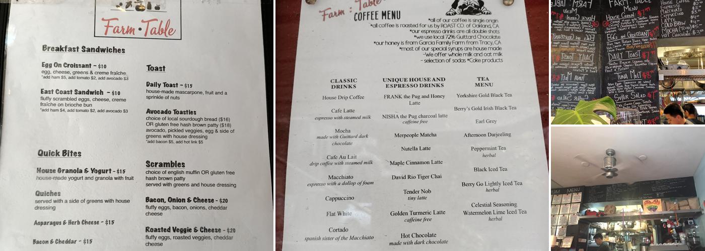 Farm : Table Menu